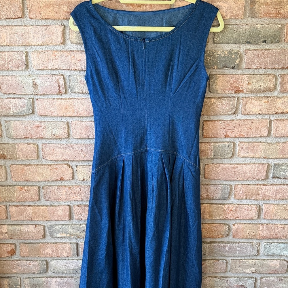 Commense Denim-Style Sleeveless Maxi Dress in Navy Blue - Picture 7 of 12